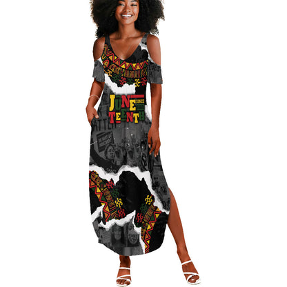 Juneteenth Freedom Day Personalized Grunge Ethnic Motif Summer Maxi Dress Black History