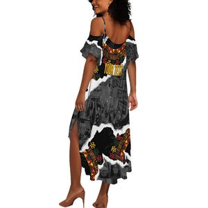 Juneteenth Freedom Day Personalized Grunge Ethnic Motif Summer Maxi Dress Black History