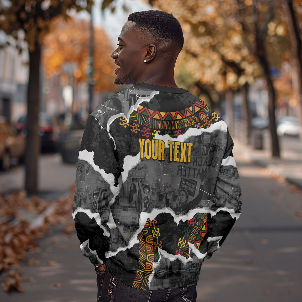 Juneteenth Freedom Day Personalized Grunge Ethnic Motif Sweatshirt Black History