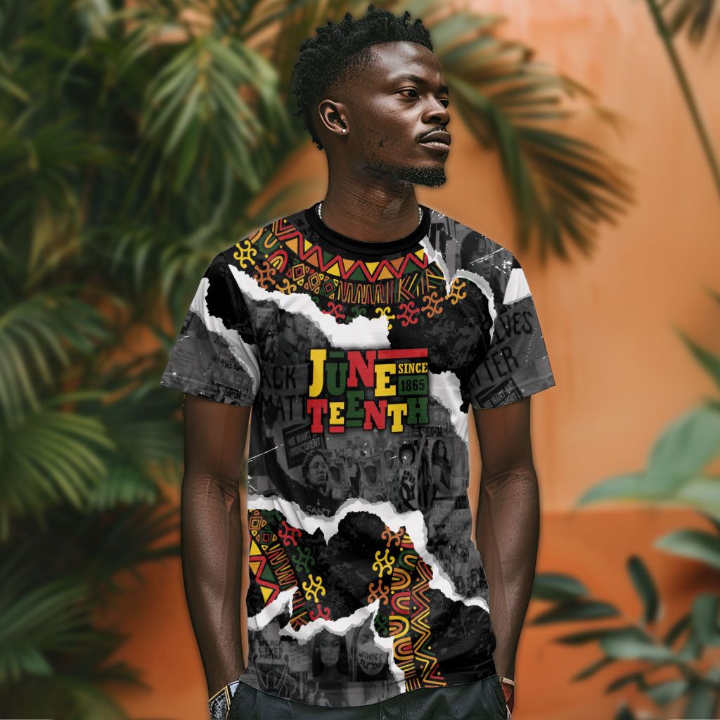 Juneteenth Freedom Day Personalized Grunge Ethnic Motif T shirt Black History