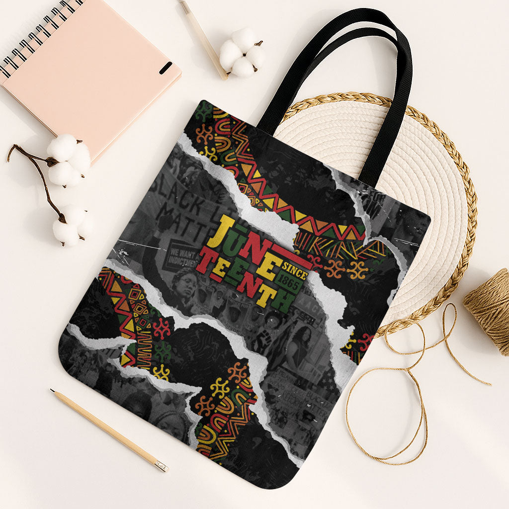 Juneteenth Freedom Day Grunge Ethnic Motif Tote Bag Black History