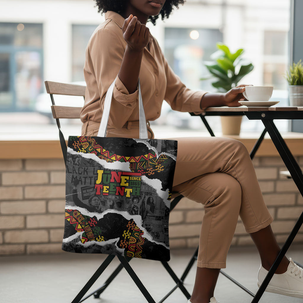 Juneteenth Freedom Day Grunge Ethnic Motif Tote Bag Black History