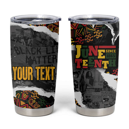 Juneteenth Freedom Day Personalized Grunge Ethnic Motif Tumbler Cup Black History