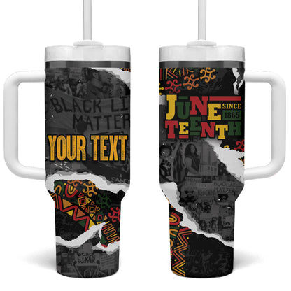 Juneteenth Freedom Day Personalized Grunge Ethnic Motif Tumbler With Handle Black History