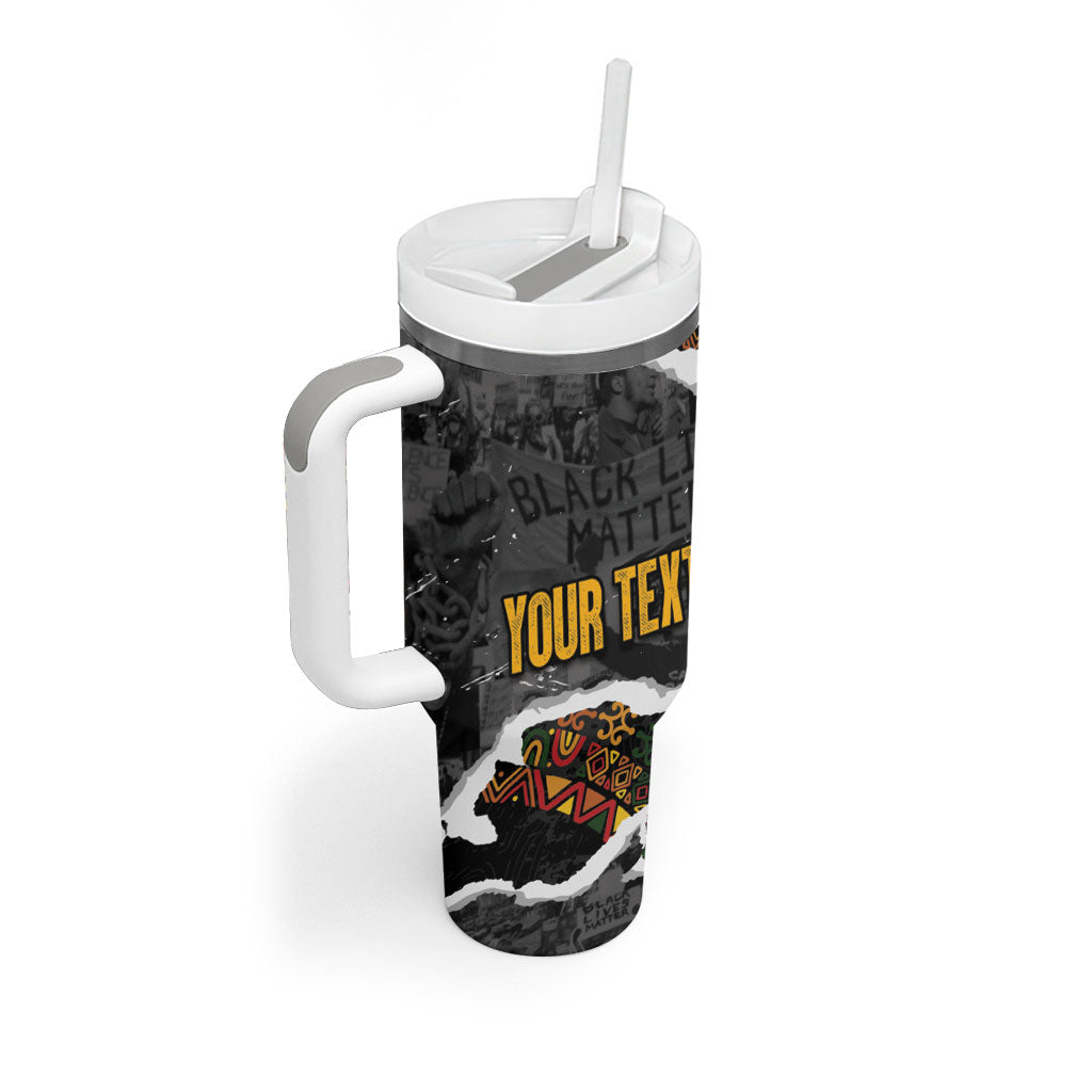 Juneteenth Freedom Day Personalized Grunge Ethnic Motif Tumbler With Handle Black History