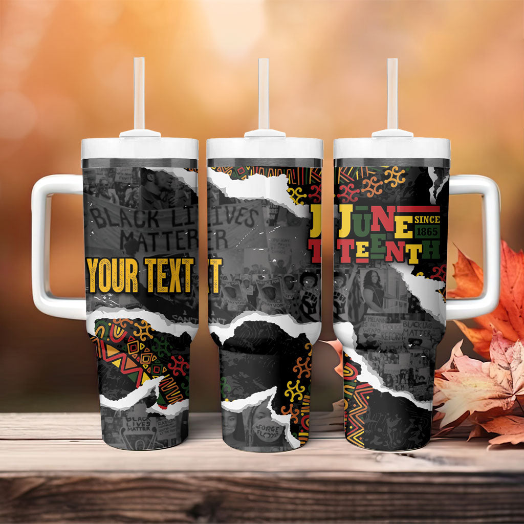 Juneteenth Freedom Day Personalized Grunge Ethnic Motif Tumbler With Handle Black History