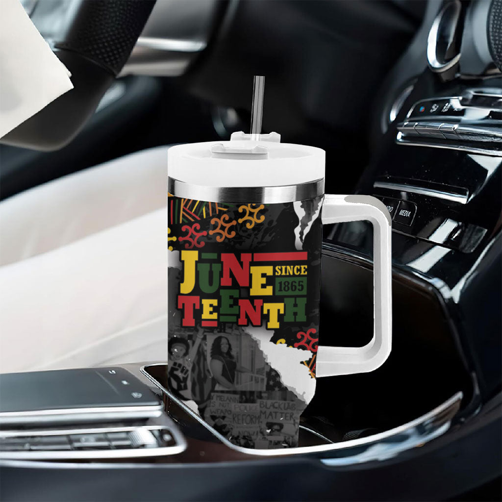 Juneteenth Freedom Day Personalized Grunge Ethnic Motif Tumbler With Handle Black History