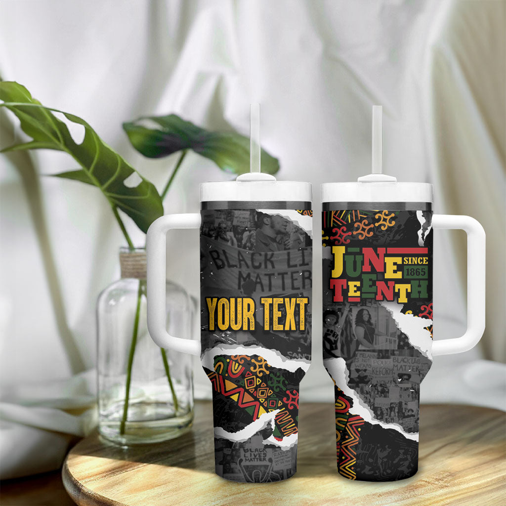 Juneteenth Freedom Day Personalized Grunge Ethnic Motif Tumbler With Handle Black History