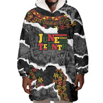 Juneteenth Freedom Day Personalized Grunge Ethnic Motif Wearable Blanket Hoodie Black History