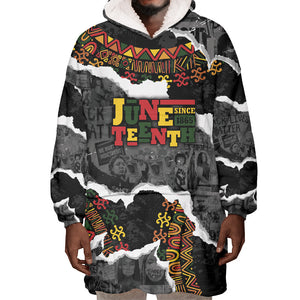 Juneteenth Freedom Day Personalized Grunge Ethnic Motif Wearable Blanket Hoodie Black History