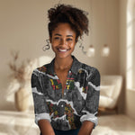 Juneteenth Freedom Day Personalized Grunge Ethnic Motif Women Casual Shirt Black History
