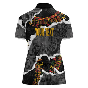 Juneteenth Freedom Day Personalized Grunge Ethnic Motif Women Polo Shirt Black History
