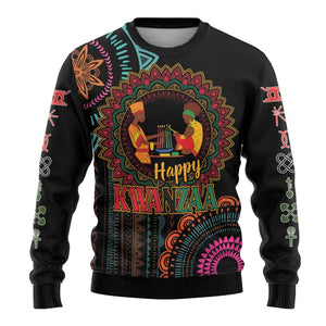 Happy Kwanzaa African Ugly Christmas Sweater Mandala Mix Nguzo Saba