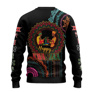 Happy Kwanzaa African Ugly Christmas Sweater Mandala Mix Nguzo Saba