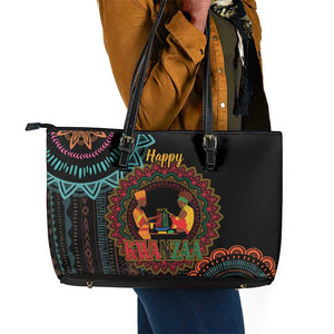 Africa Happy Kwanzaa Leather Tote Bag Nguzo Saba