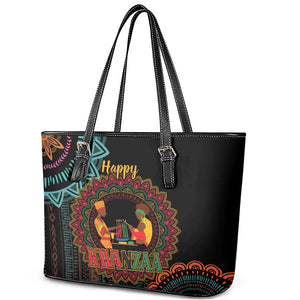 Africa Happy Kwanzaa Leather Tote Bag Nguzo Saba