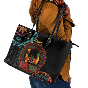 Africa Happy Kwanzaa Leather Tote Bag Nguzo Saba