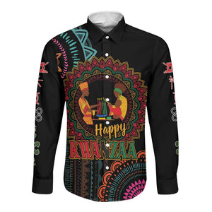 Africa Happy Kwanzaa Long Sleeve Button Shirt Nguzo Saba