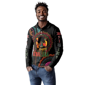 Africa Happy Kwanzaa Long Sleeve Polo Shirt Nguzo Saba