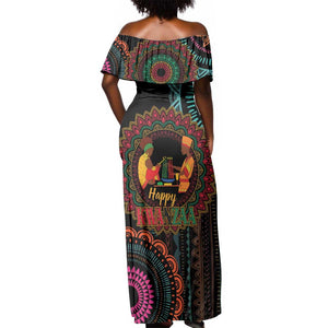 Africa Happy Kwanzaa Off Shoulder Maxi Dress Nguzo Saba