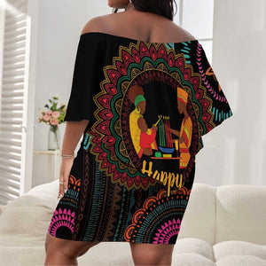 Africa Happy Kwanzaa Off Shoulder Short Dress Nguzo Saba