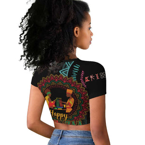 Africa Happy Kwanzaa Raglan Cropped T shirt Nguzo Saba