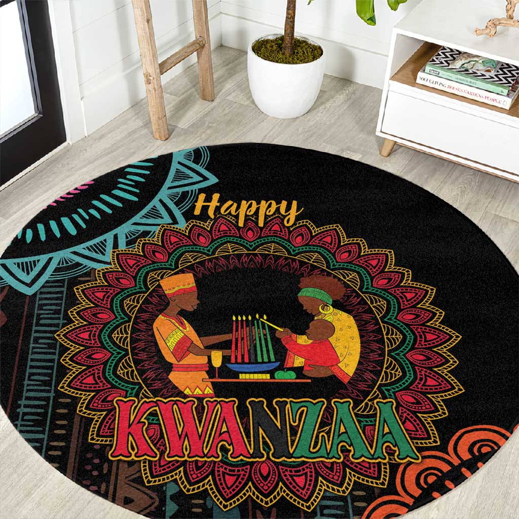 Africa Happy Kwanzaa Round Carpet Nguzo Saba