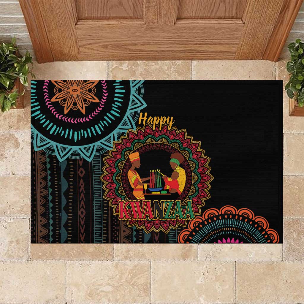 Africa Happy Kwanzaa Rubber Doormat Nguzo Saba