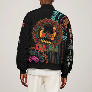 Africa Happy Kwanzaa Sleeve Zip Bomber Jacket Nguzo Saba