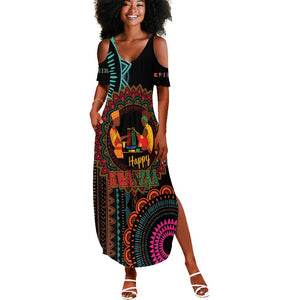 Africa Happy Kwanzaa Summer Maxi Dress Nguzo Saba