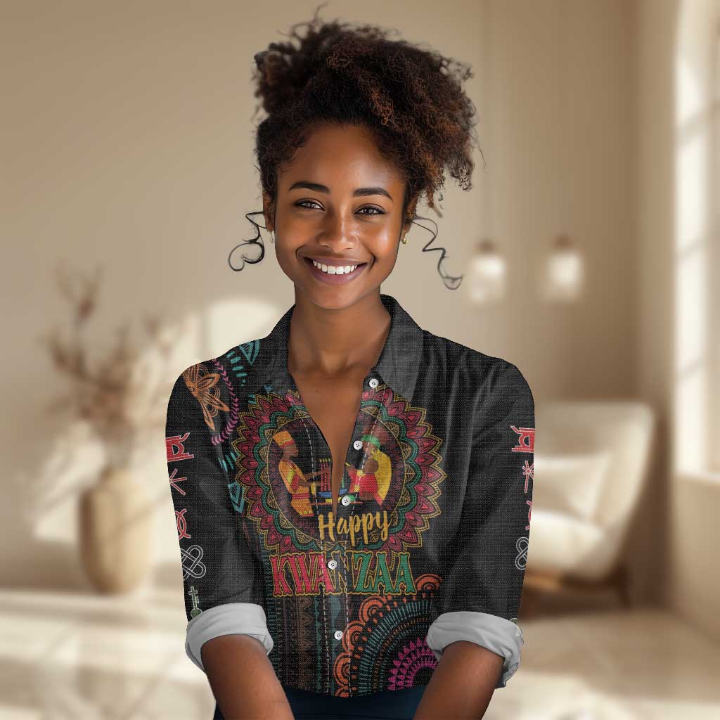 Africa Happy Kwanzaa Women Casual Shirt Nguzo Saba