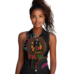 Africa Happy Kwanzaa Women Sleeveless Polo Shirt Nguzo Saba