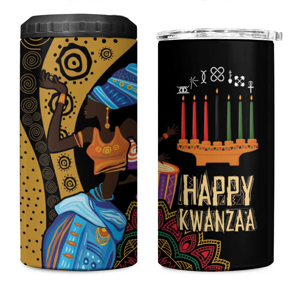 Africa Happy Kwanzaa 4 in 1 Can Cooler Tumbler Tribal Dance