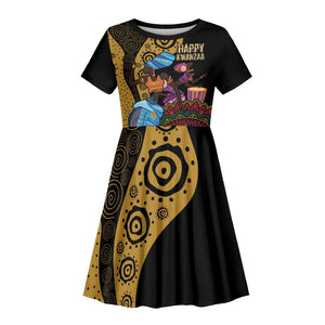 Africa Happy Kwanzaa Kid Short Sleeve Dress Tribal Dance