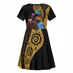 Africa Happy Kwanzaa Kid Short Sleeve Dress Tribal Dance