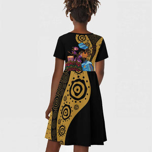 Africa Happy Kwanzaa Kid Short Sleeve Dress Tribal Dance