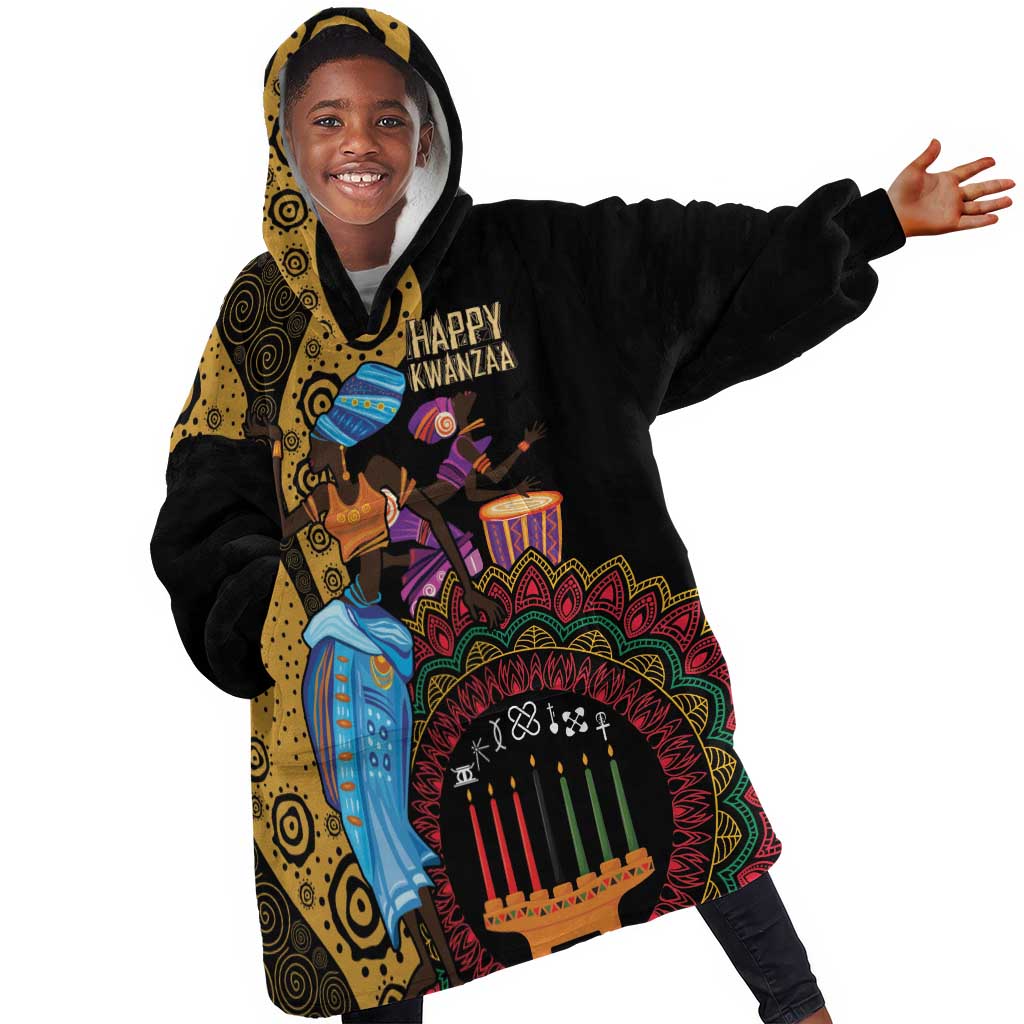 Africa Happy Kwanzaa Kid Wearable Blanket Hoodie Tribal Dance