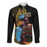 Africa Happy Kwanzaa Long Sleeve Button Shirt Tribal Dance