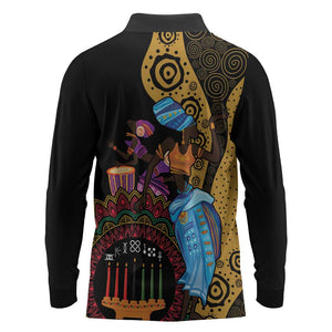 Africa Happy Kwanzaa Long Sleeve Polo Shirt Tribal Dance