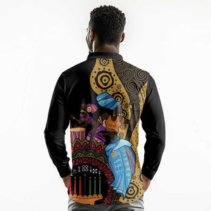 Africa Happy Kwanzaa Long Sleeve Polo Shirt Tribal Dance