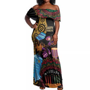 Africa Happy Kwanzaa Off Shoulder Maxi Dress Tribal Dance