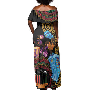 Africa Happy Kwanzaa Off Shoulder Maxi Dress Tribal Dance