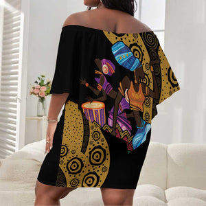 Africa Happy Kwanzaa Off Shoulder Short Dress Tribal Dance