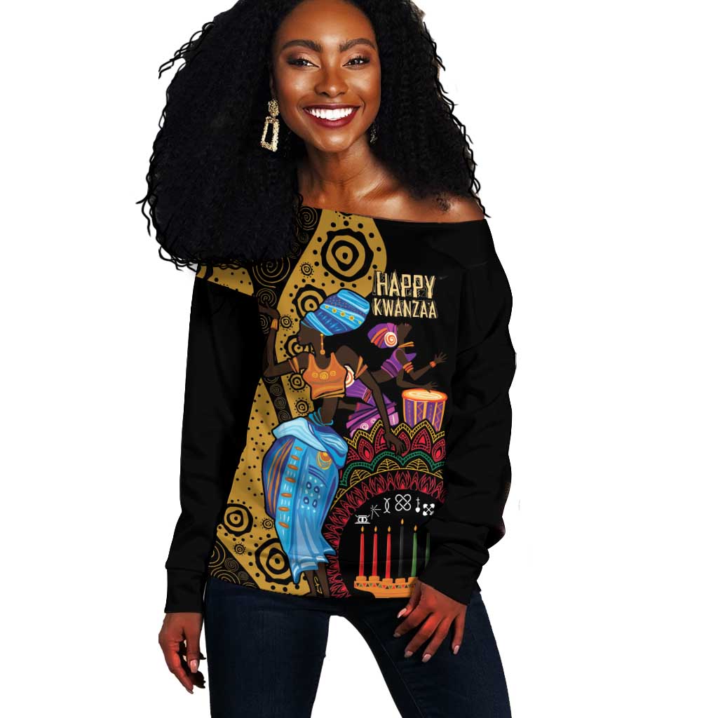 Africa Happy Kwanzaa Off Shoulder Sweater Tribal Dance