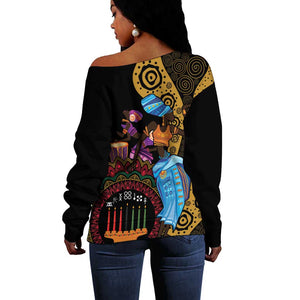 Africa Happy Kwanzaa Off Shoulder Sweater Tribal Dance