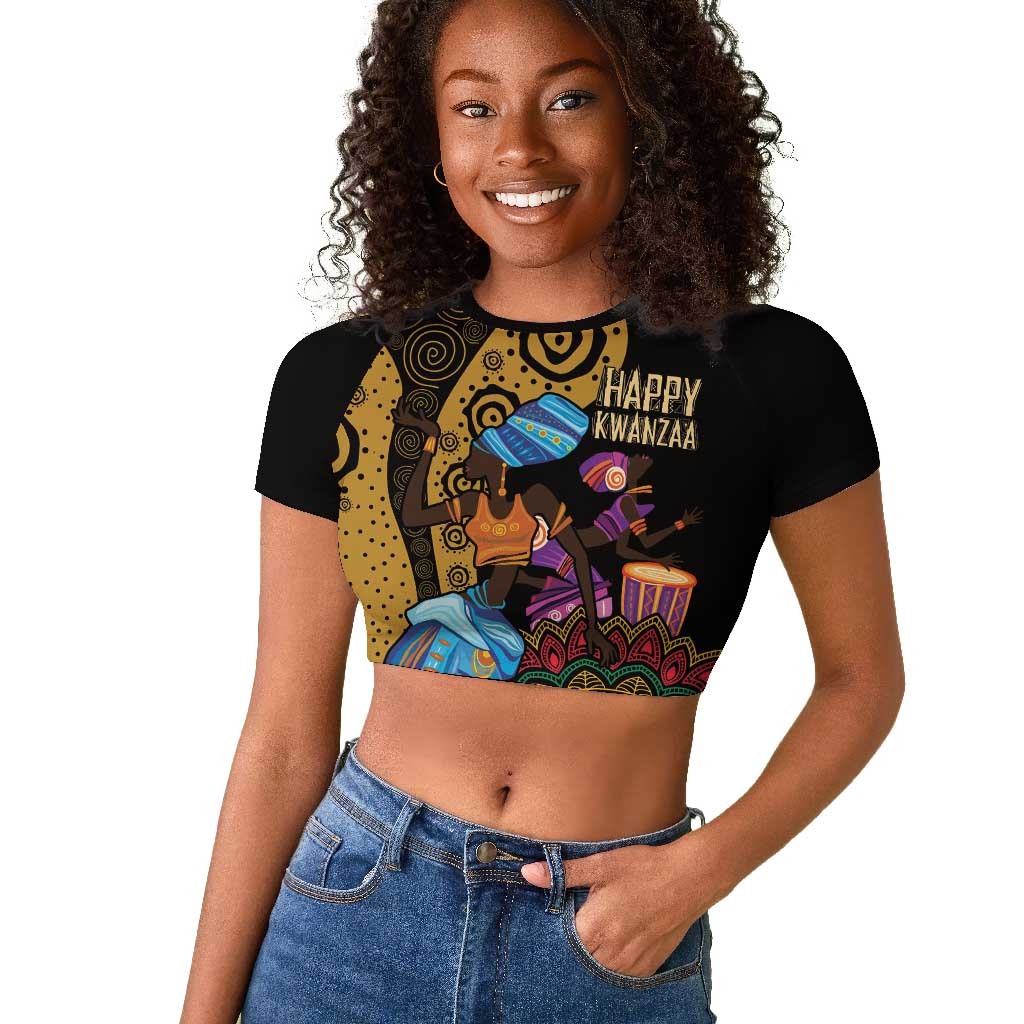 Africa Happy Kwanzaa Raglan Cropped T shirt Tribal Dance