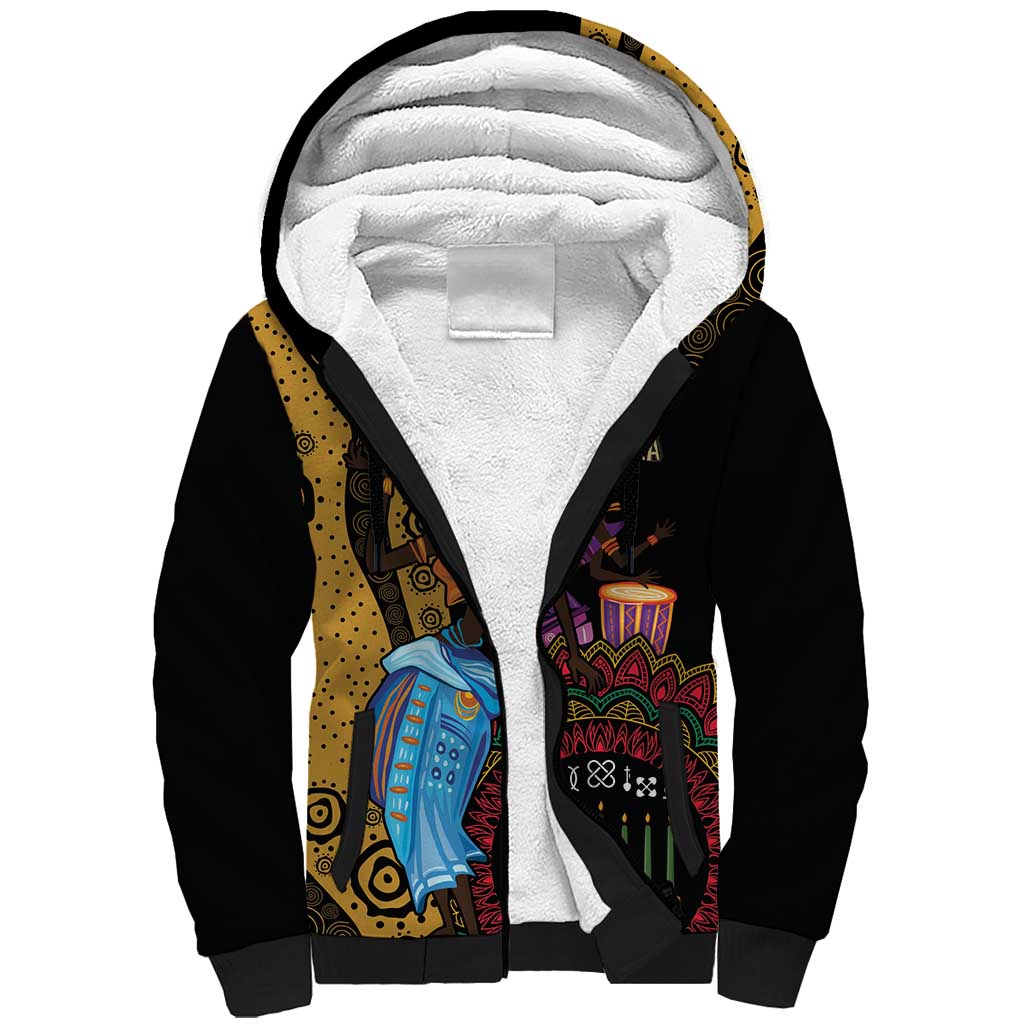 Africa Happy Kwanzaa Sherpa Hoodie Tribal Dance