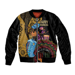 Africa Happy Kwanzaa Sleeve Zip Bomber Jacket Tribal Dance