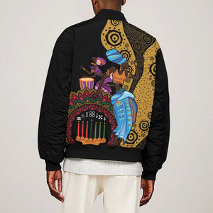 Africa Happy Kwanzaa Sleeve Zip Bomber Jacket Tribal Dance