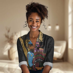 Africa Happy Kwanzaa Women Casual Shirt Tribal Dance